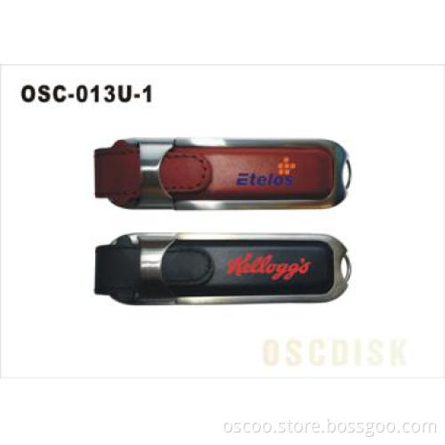Leather style USB flash drive with Hot stamp logo optional